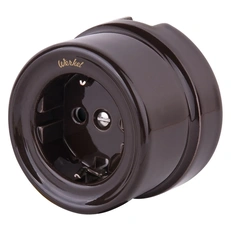 Изображение Розетка с заземлением (коричневый) Ретро W5671014