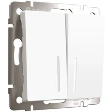 Изображение Выключатель двухклавишный проходной с подсветкой (белый матовый) W1122161