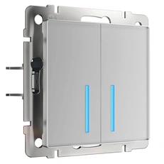 Изображение Умный сенсорный выключатель двухклавишный (серебрянный матовый) W4520606